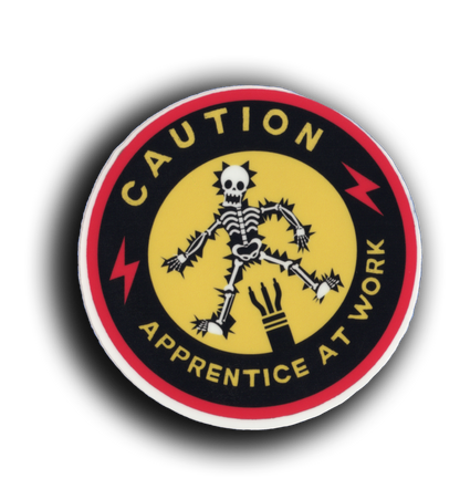 Durable vinyl, die-cut Caution Sticker