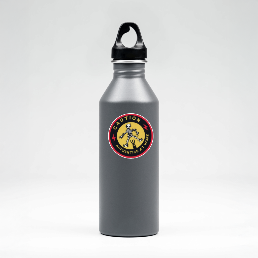 Durable vinyl, die-cut Caution Apprentice At Work Sticker