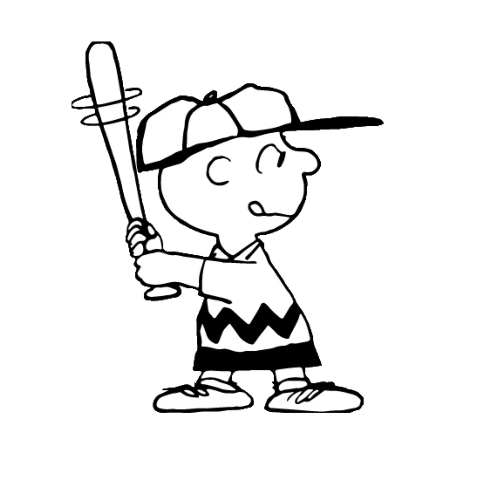 Durable vinyl, die-cut Charlie Brown Baseball Sticker