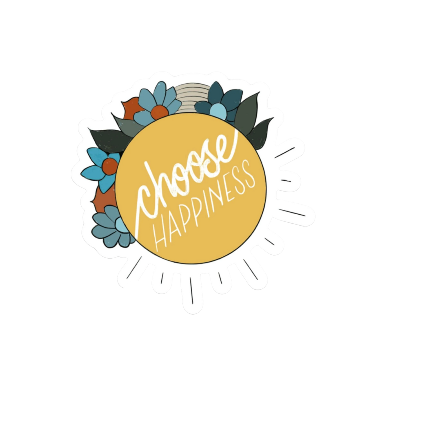 Durable vinyl, die-cut Choose Happiness Sticker