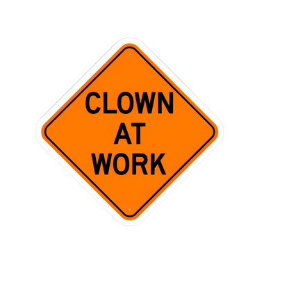 Durable vinyl die-cut Clown Work Sticker