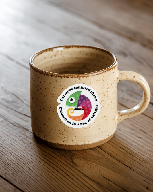 Confused Chameleon Sticker