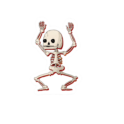 Durable, die-cut Dancing Skeleton Sticker