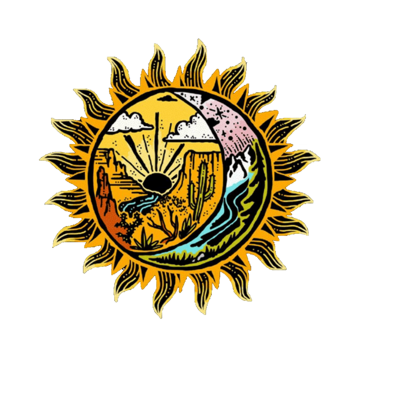 Durable vinyl, die-cut Desert Sun Sticker