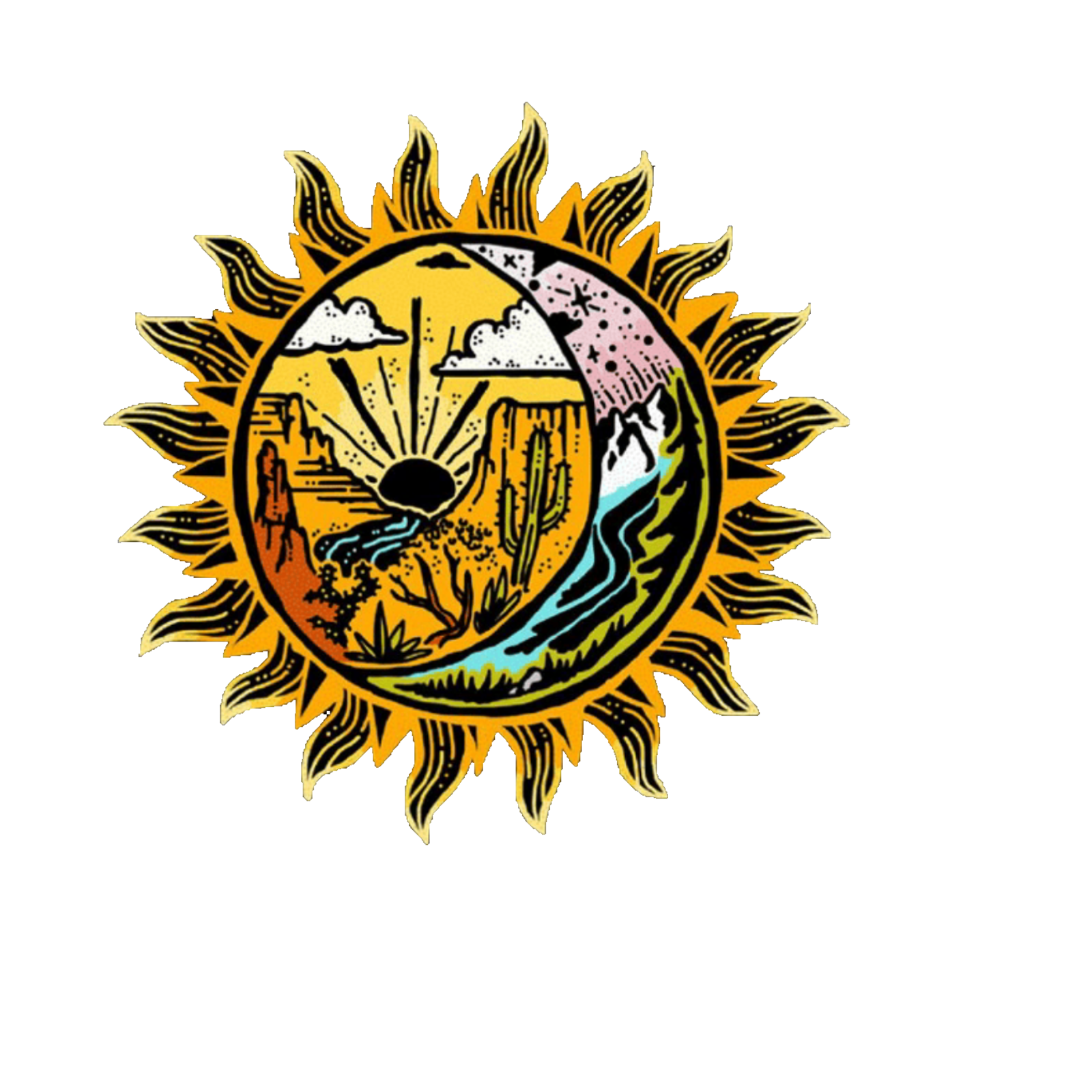 Durable vinyl, die-cut Desert Sun Sticker