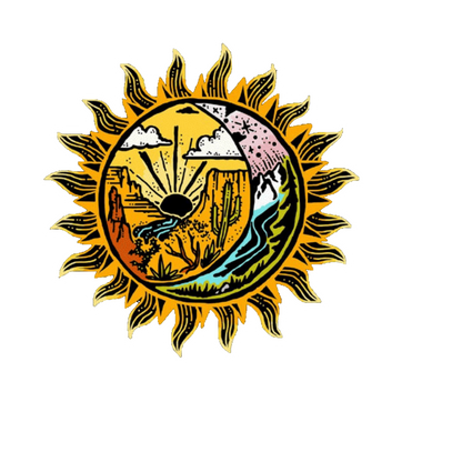 Durable vinyl, die-cut Desert Sun Sticker
