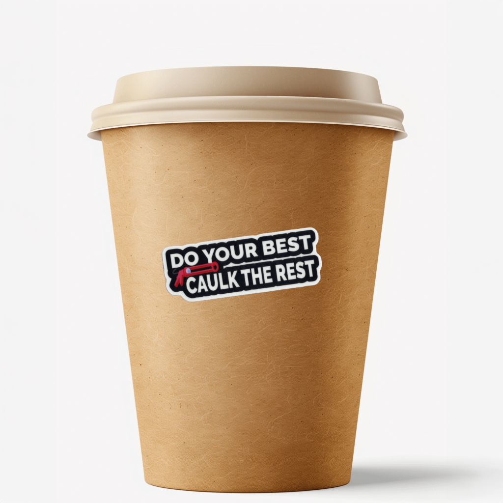 Durable, vinyl, die-cut, Do Your Best, Caulk The Rest Sticker.
