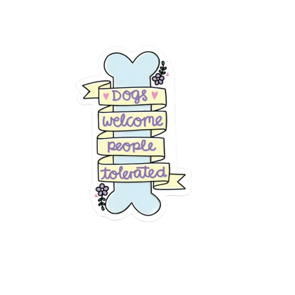Durable, die-cut Dogs Welcome Sticker