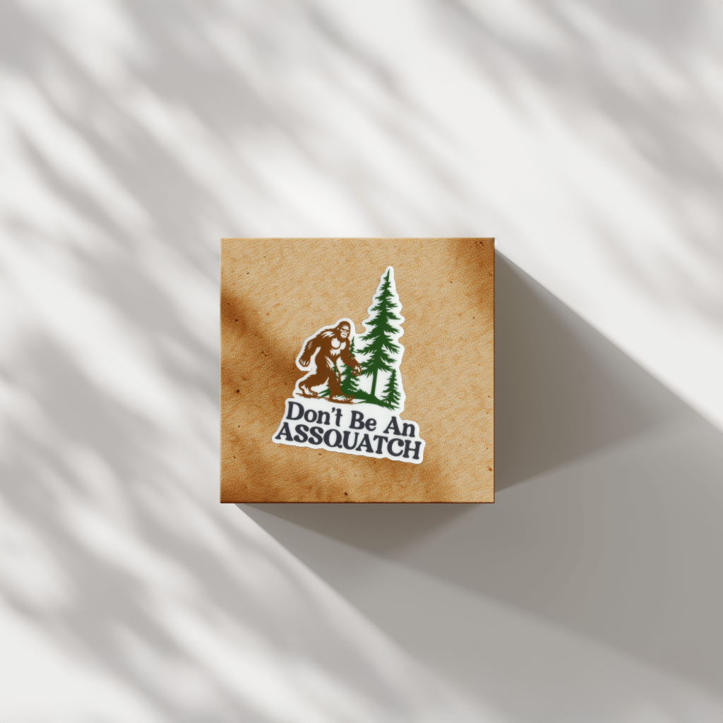 Durable, vinyl, die-cut, Don't be An Assquatch Sticker.