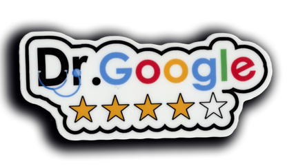 Durable vinyl, die-cut Dr Google Sticker
