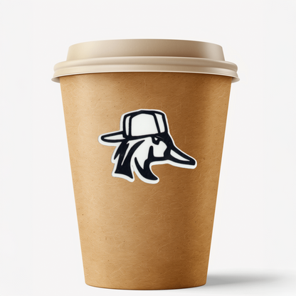 Durable, vinyl, die-cut, Wood Duck With Hat Sticker.