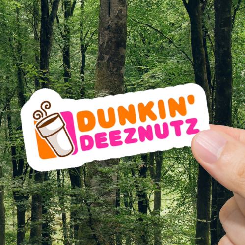 Durable, vinyl, die-cut, Dunkin Deeznuts Sticker.
