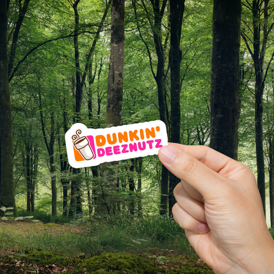 Durable, vinyl, die-cut, Dunkin Deeznuts Sticker.