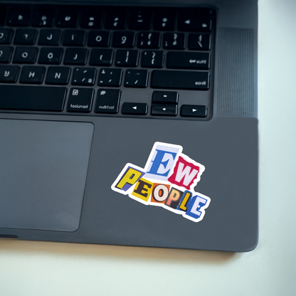 Durable, vinyl, die-cut, EW People Sticker.