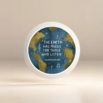 Durable, vinyl, die-cut, The Earth Has Music Sticker.