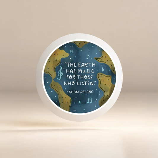 Durable, vinyl, die-cut, The Earth Has Music Sticker.