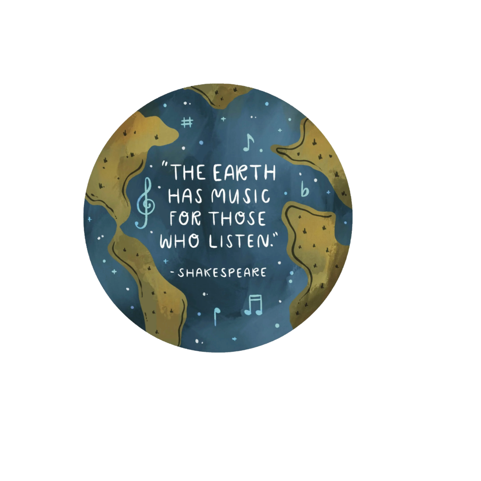 Durable, die-cut Earth Has Music Sticker