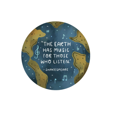Durable, die-cut Earth Has Music Sticker