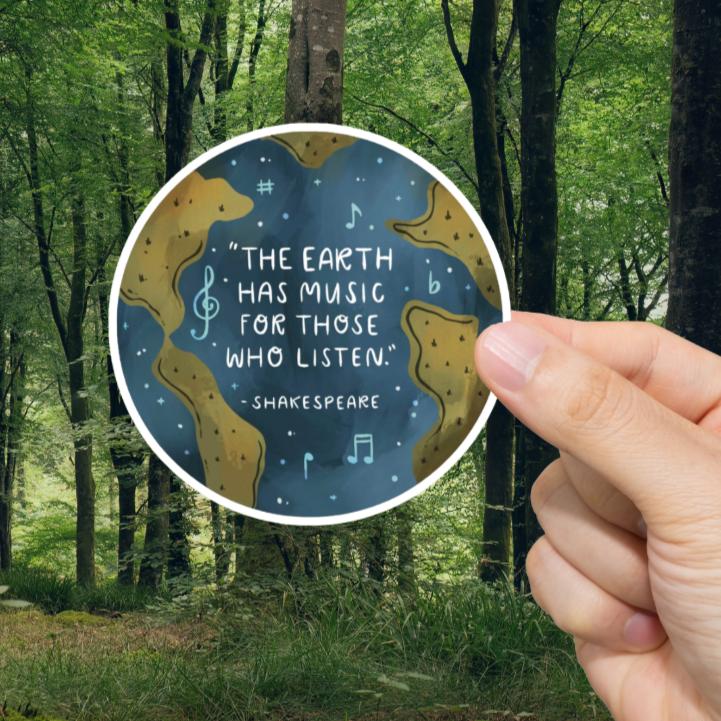 Durable, vinyl, die-cut, The Earth Has Music Sticker.
