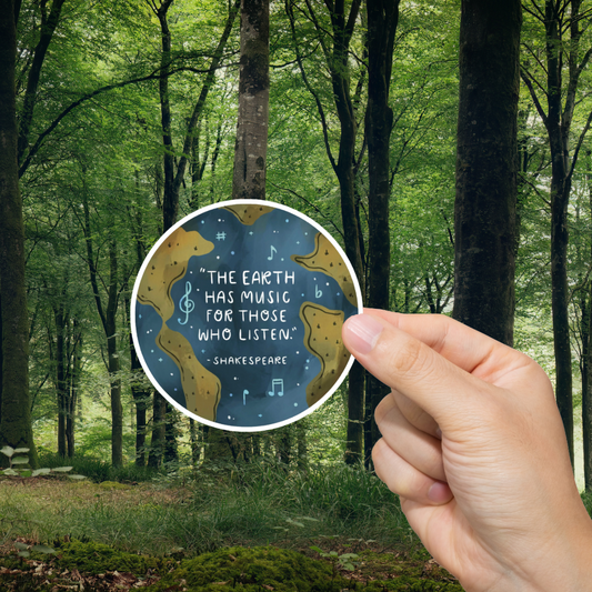Durable, vinyl, die-cut, The Earth Has Music Sticker.