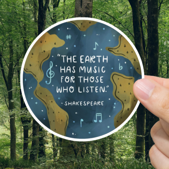 Durable, vinyl, die-cut, The Earth Has Music Sticker.