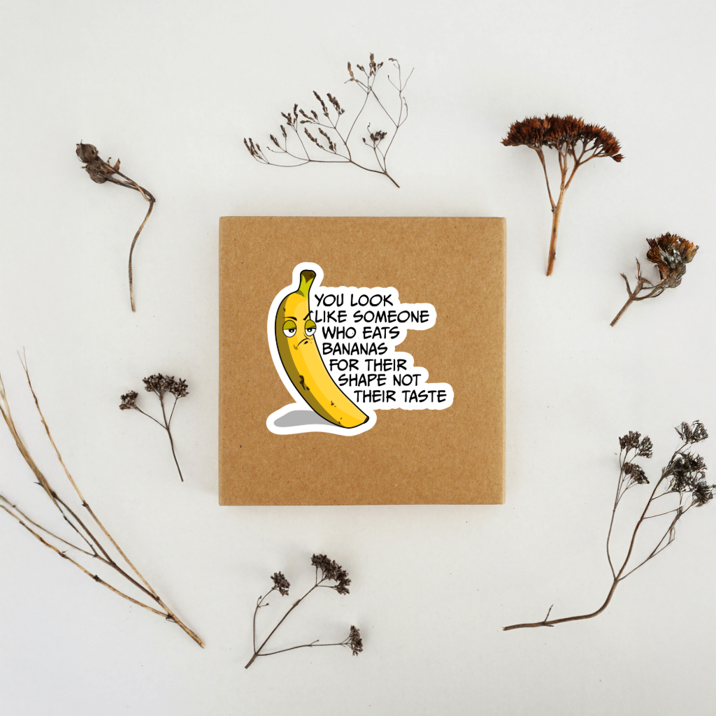 Durable, vinyl, die-cut, Eat Bananas Shape Or Taste Sticker.