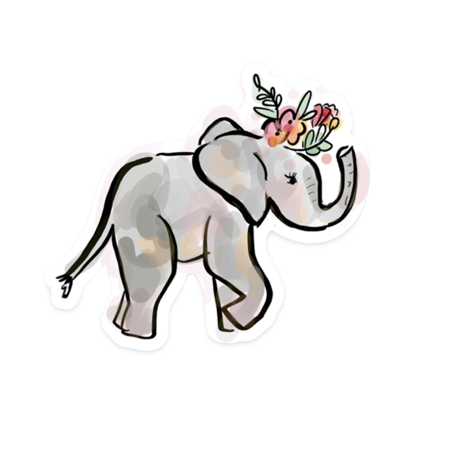 Durable vinyl, die-cut Elephant Pastel Sticker