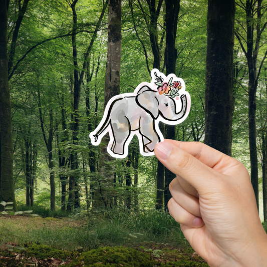 Durable, vinyl, die-cut, Pastel Baby Elephant Sticker.