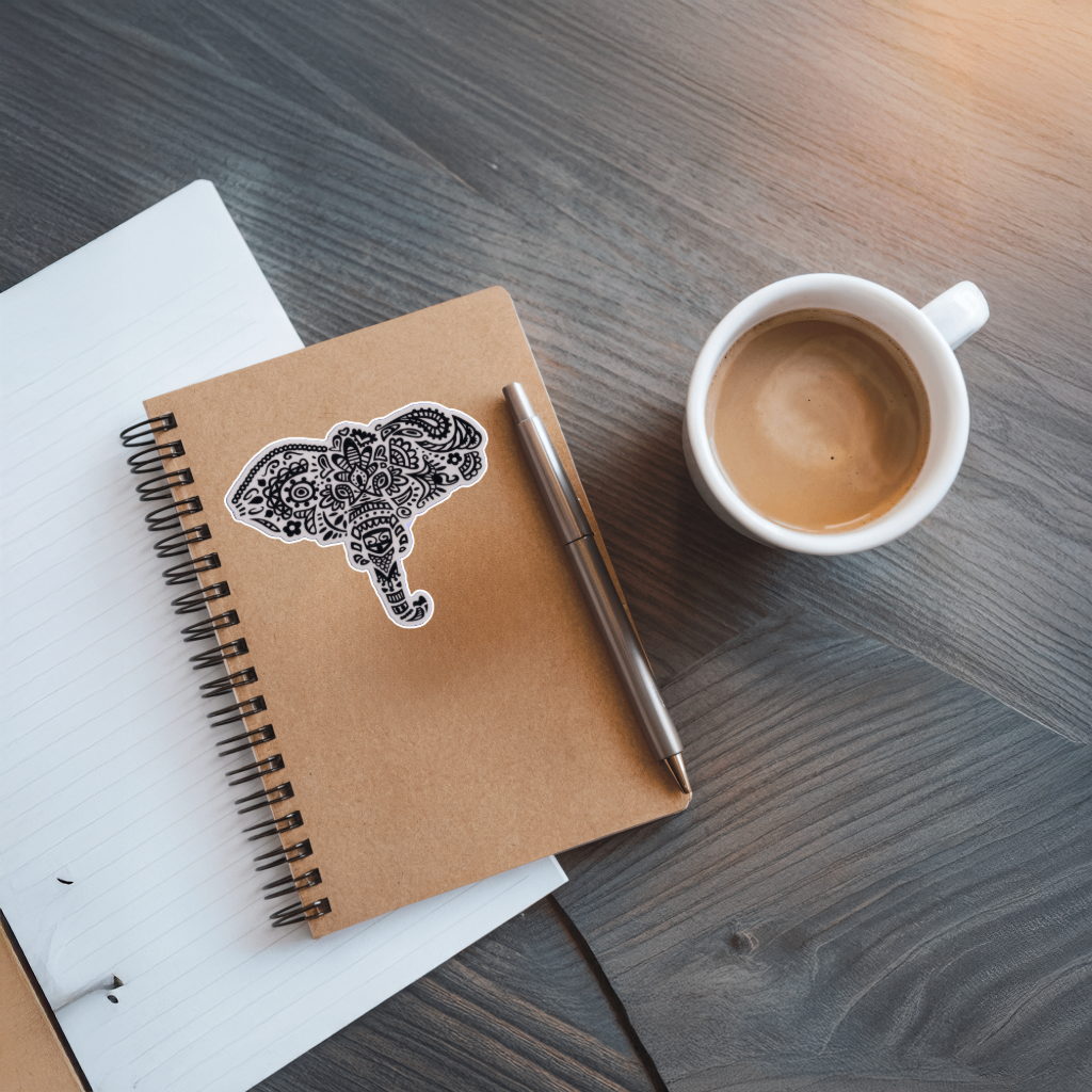 Durable, vinyl, die-cut, Decorative Elephant Sticker.