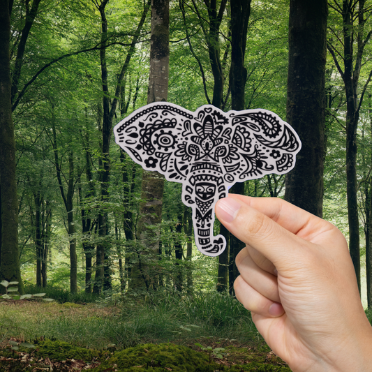 Durable, vinyl, die-cut, Decorative Elephant Sticker.