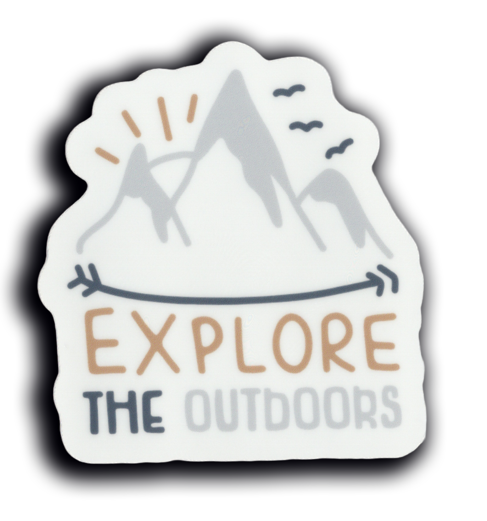 Durable vinyl, die-cut Explore Sticker