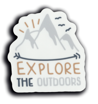 Durable vinyl, die-cut Explore Sticker