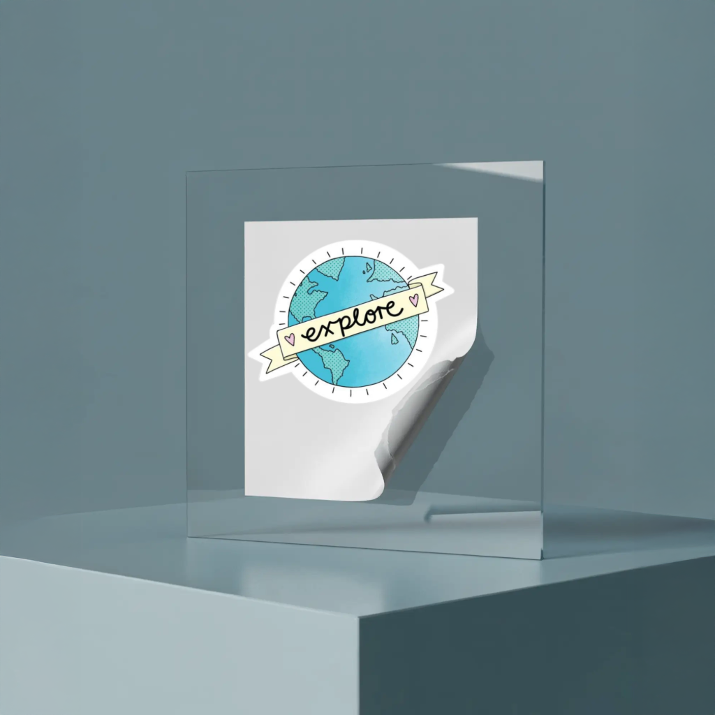 Durable, vinyl, die-cut, Explore Earth Sticker