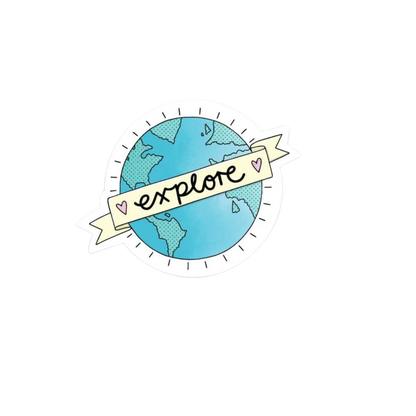 Durable, die-cut Explore Earth Sticker