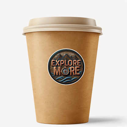 Durable, vinyl, die-cut, Explore More Sticker.