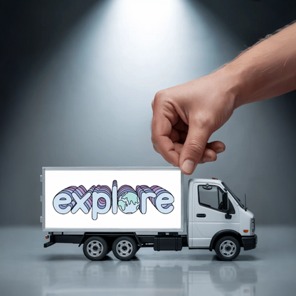 Durable, vinyl, die-cut, Explore The World Sticker.
