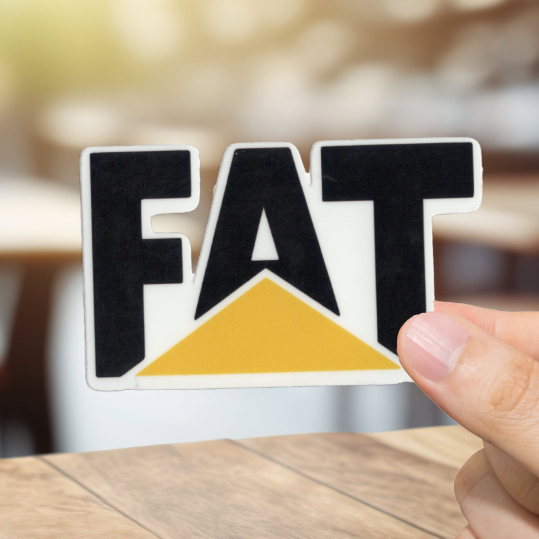 Durable, vinyl, die-cut, FAT Sticker.