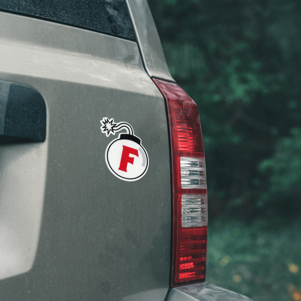 Durable, vinyl, die-cut, F-Bomb Lit Fuse Sticker.