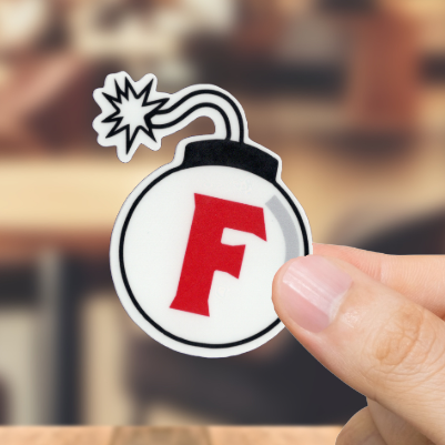 Durable, vinyl, die-cut, F-Bomb Lit Fuse Sticker.