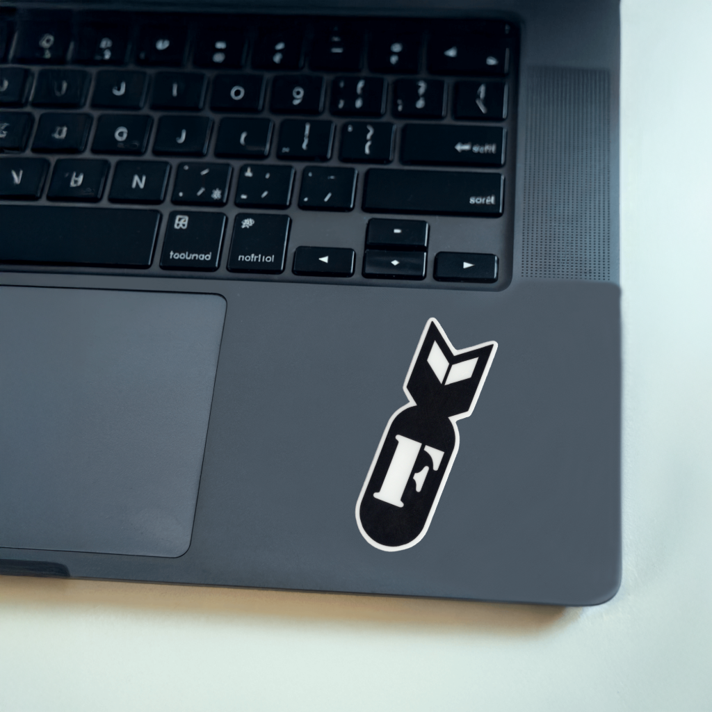 Durable, vinyl, die-cut, F-Bomb Sticker.