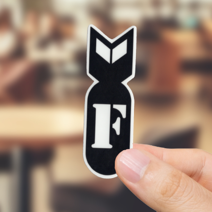 Durable, vinyl, die-cut, F-Bomb Sticker.
