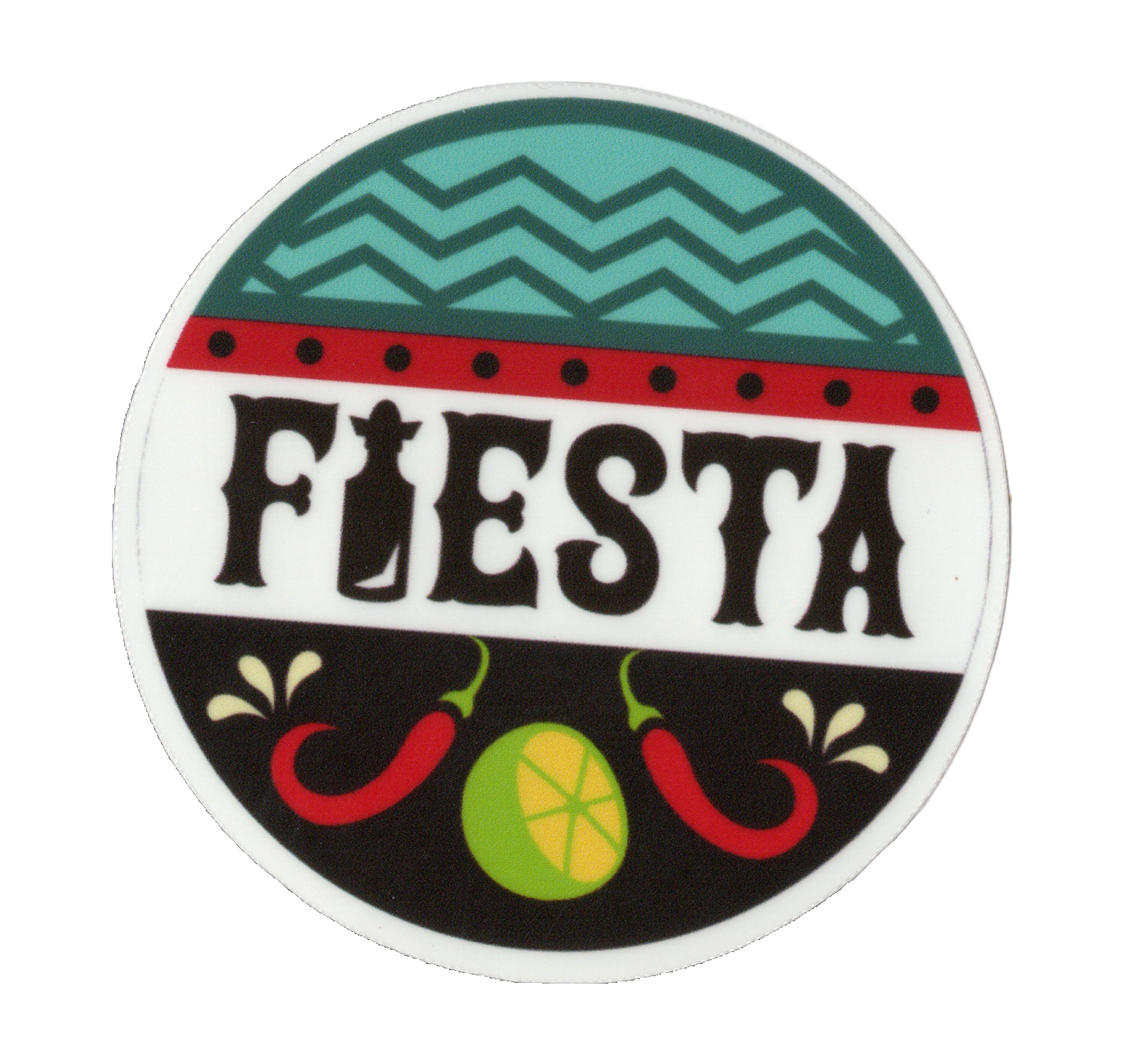 Durable vinyl, die-cut Fiesta Sticker
