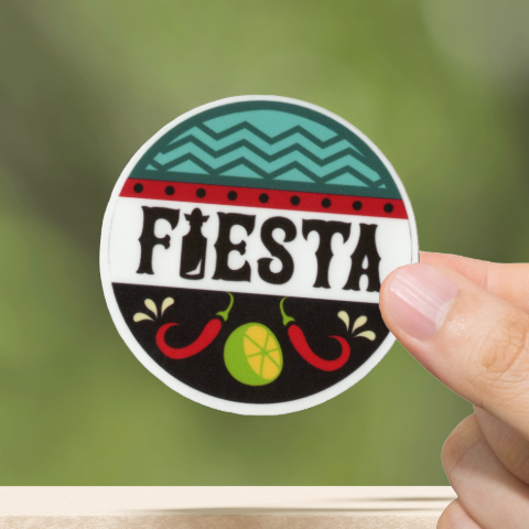 Durable, vinyl, die-cut, Fiesta Sticker.