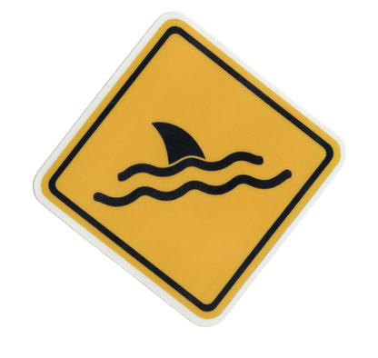 Durable vinyl die-cut Fin Warning Sticker
