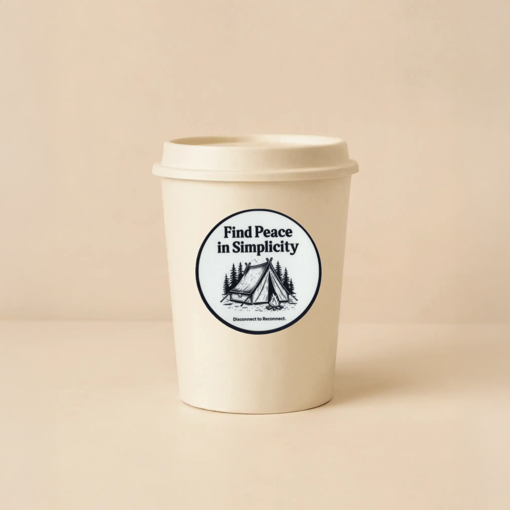 Durable, vinyl, die-cut, Find Peace In Simplicity Sticker.