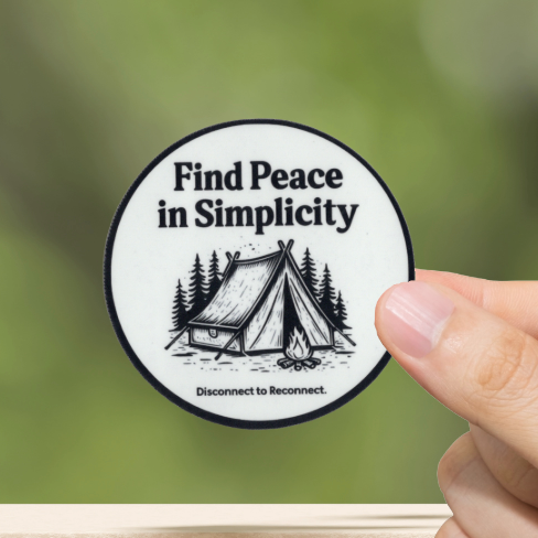Durable, vinyl, die-cut, Find Peace In Simplicity Sticker.