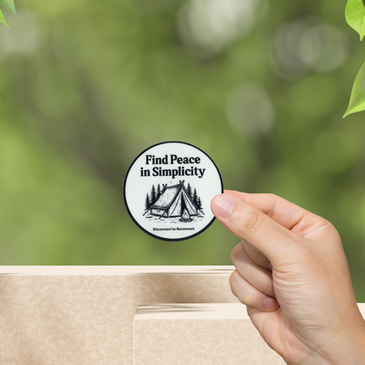 Durable, vinyl, die-cut, Find Peace In Simplicity Sticker.
