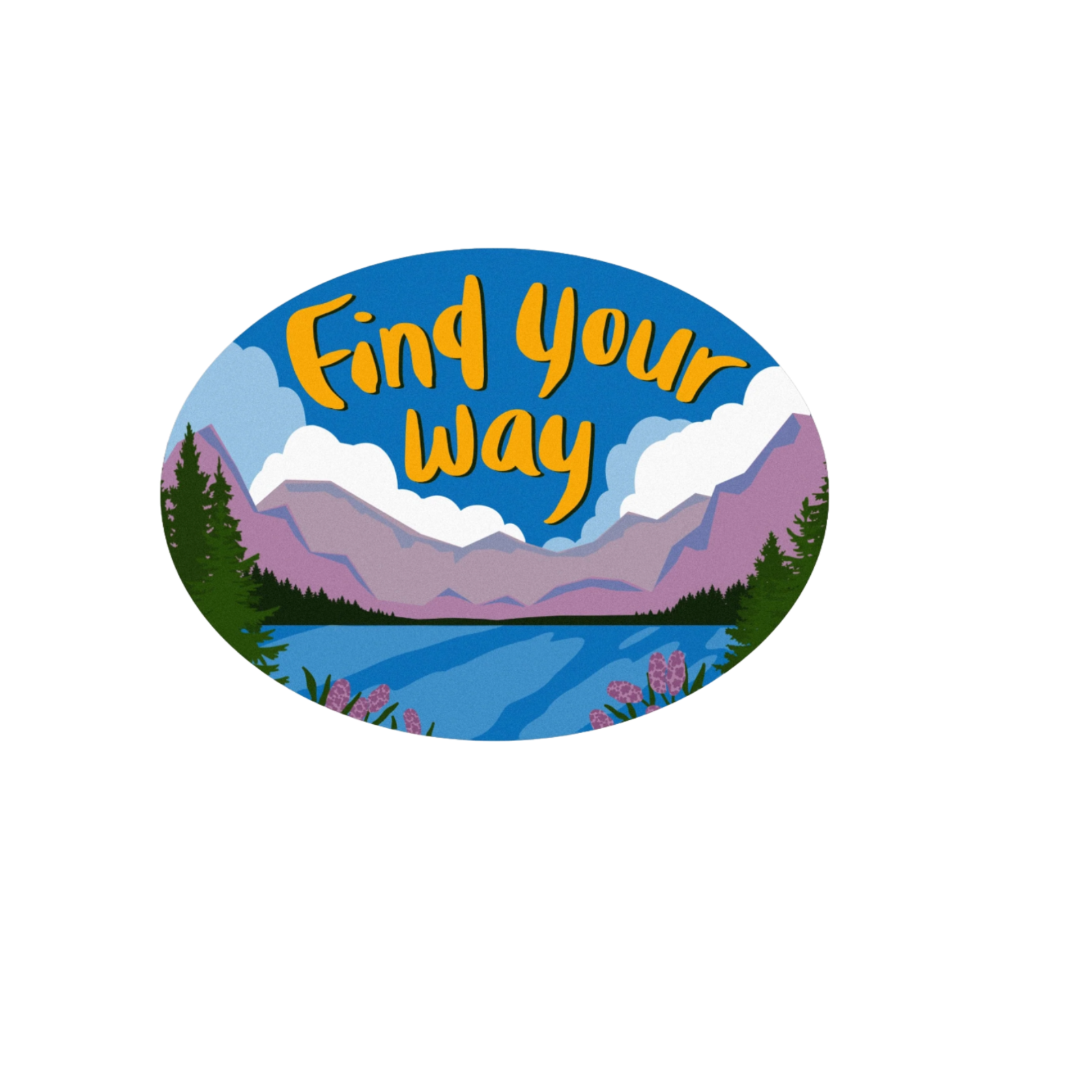Durable, die-cut Find Your Way Sticker