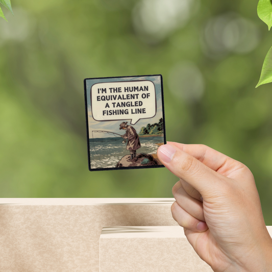 Durable, vinyl, die-cut, Tangled Fishing Line Sticker.