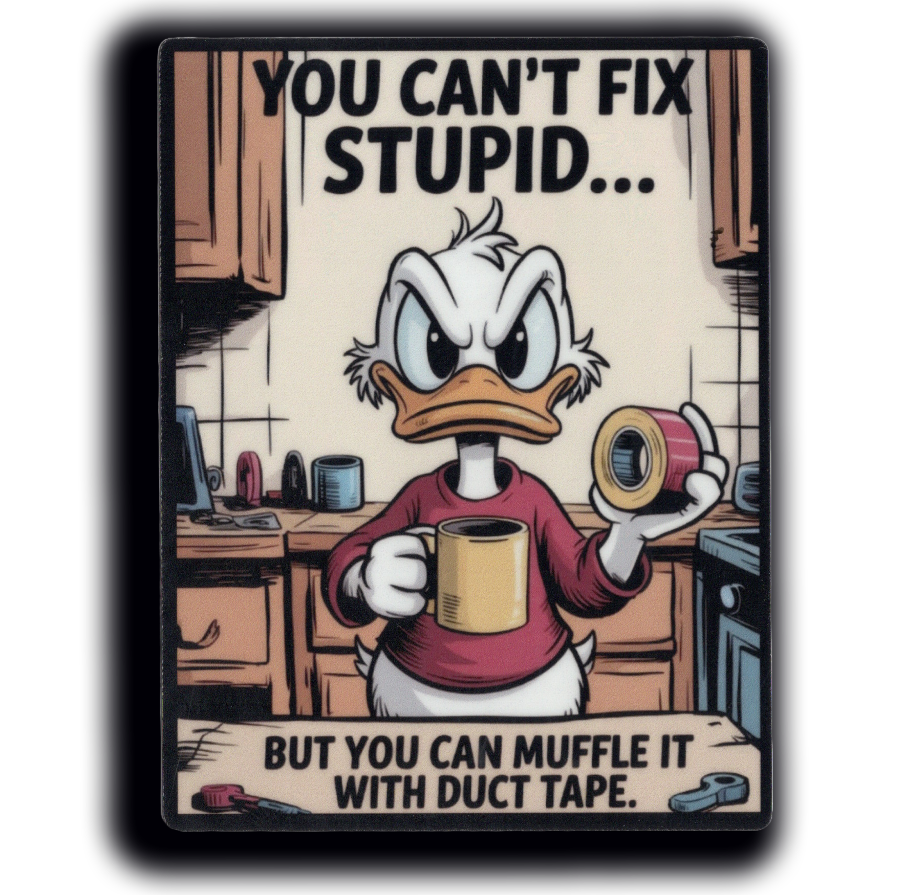 Durable vinyl, die-cut Fix Stupid Sticker